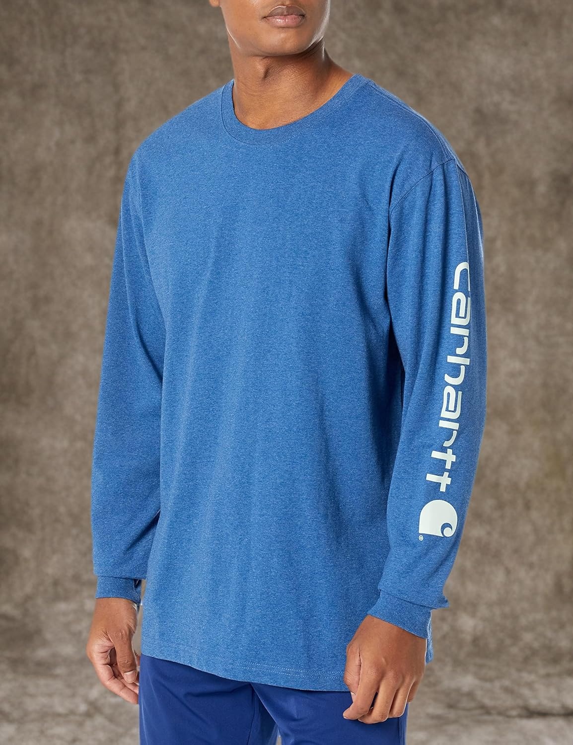 image:imageCarhartt Mens Dearborn Loose LongSleeve Logo TShirt CloseoutLakeshore Heather