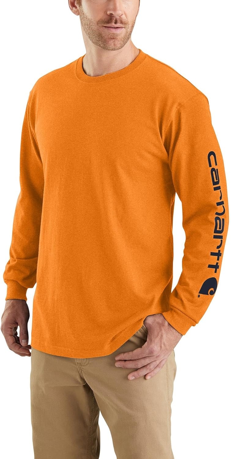image:imageCarhartt Mens Dearborn Loose LongSleeve Logo TShirt CloseoutMarmalade Heather