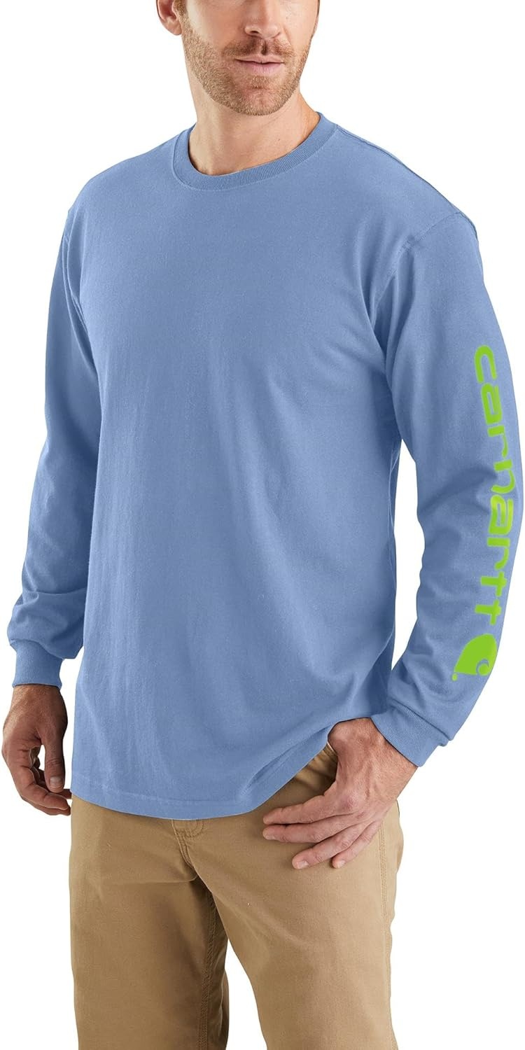 image:imageCarhartt Mens Dearborn Loose LongSleeve Logo TShirt CloseoutSkystone