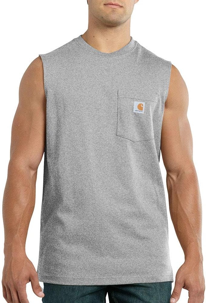 image:imageCarhartt Mens Dearborn Relaxed Sleeveless TShirtHeather Gray