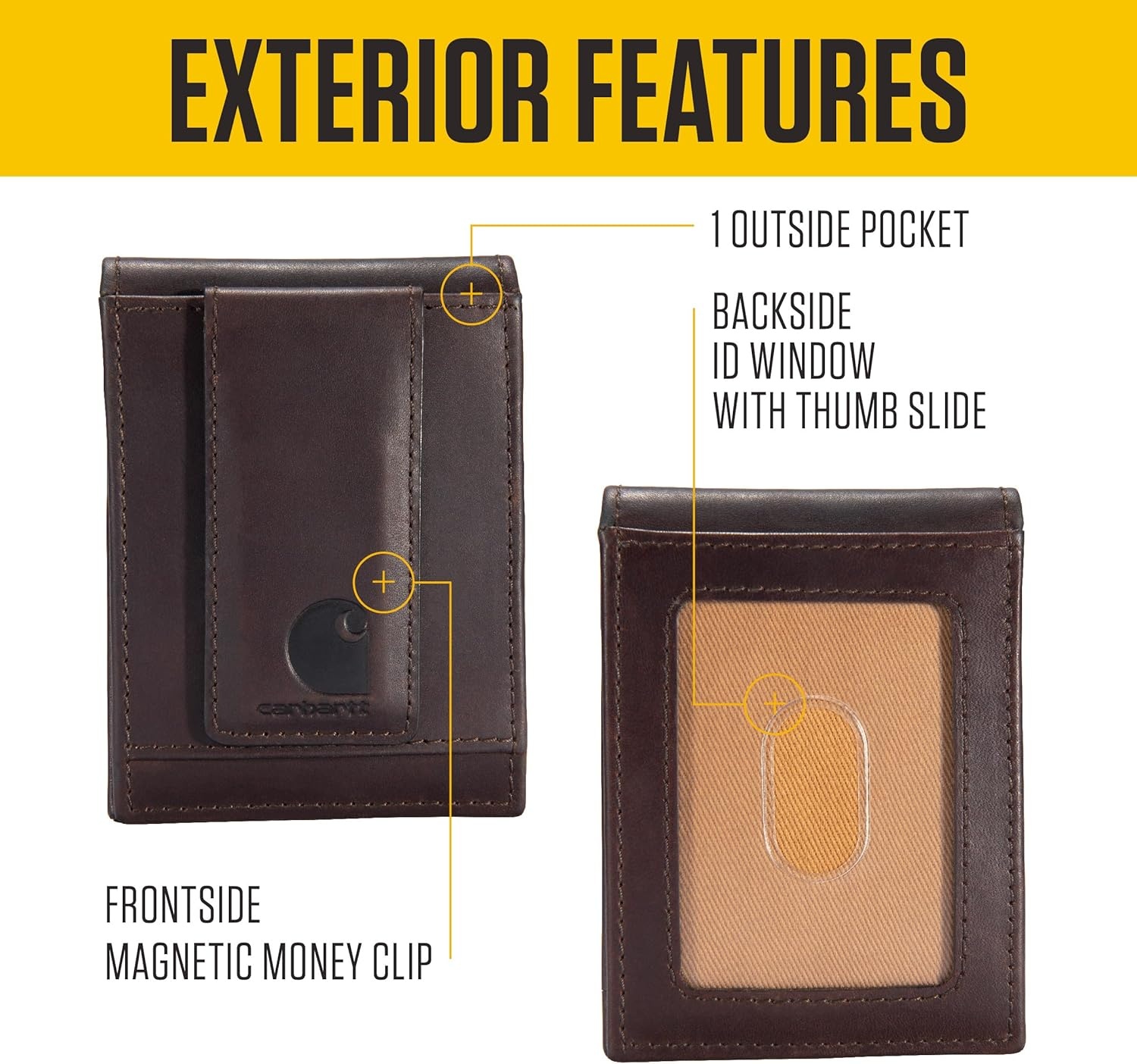 image:imageCarhartt Mens Durable Leather Wallets Available in Multiple StylesFront Pocket