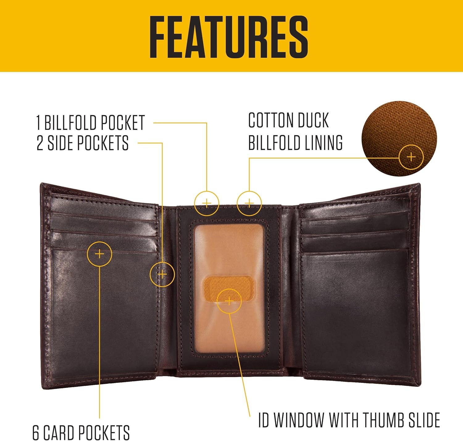 image:imageCarhartt Mens Durable Leather Wallets Available in Multiple StylesTrifold