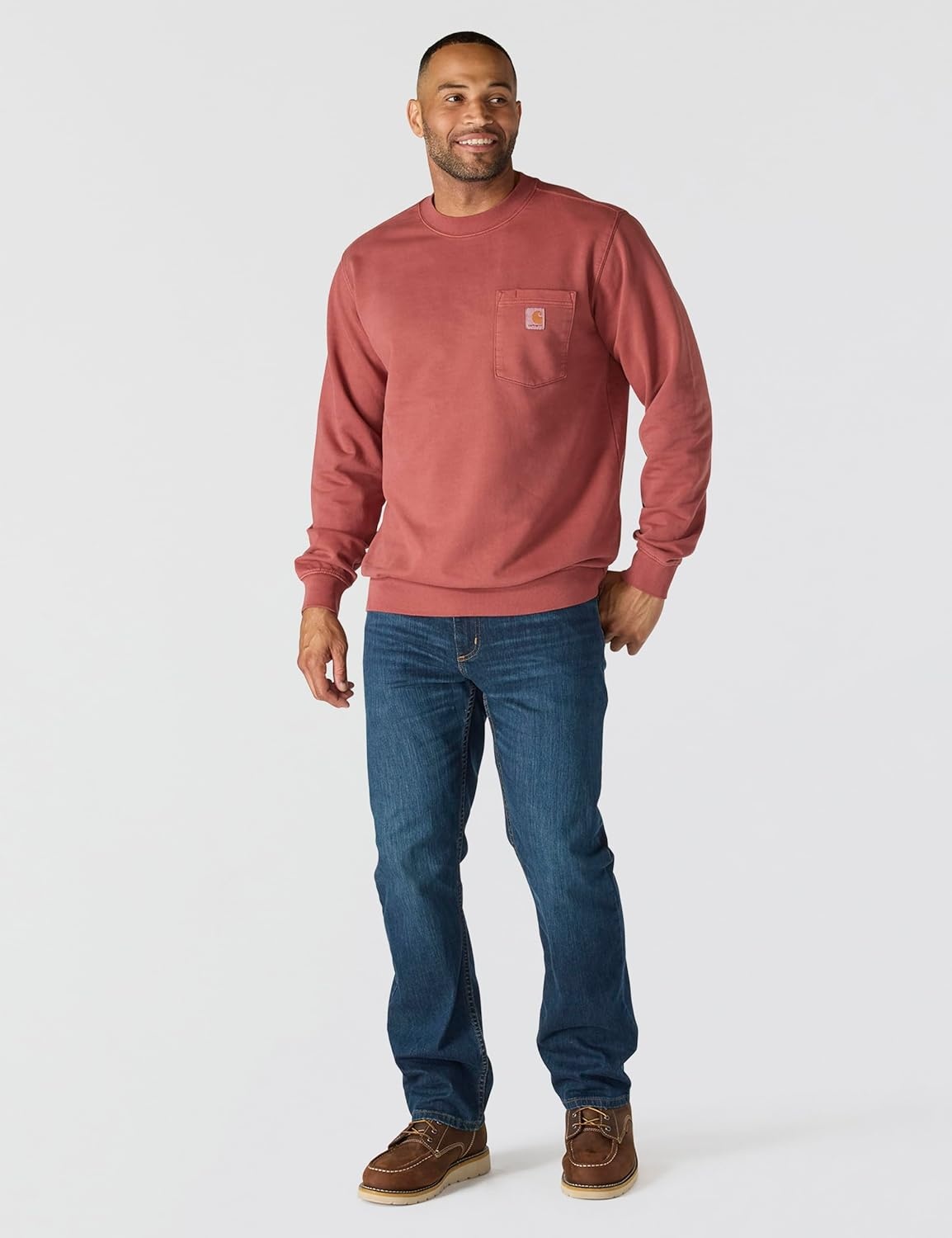 image:imageCarhartt Mens Durham Garment Dyed Crewneck SweatshirtDark Spice Red