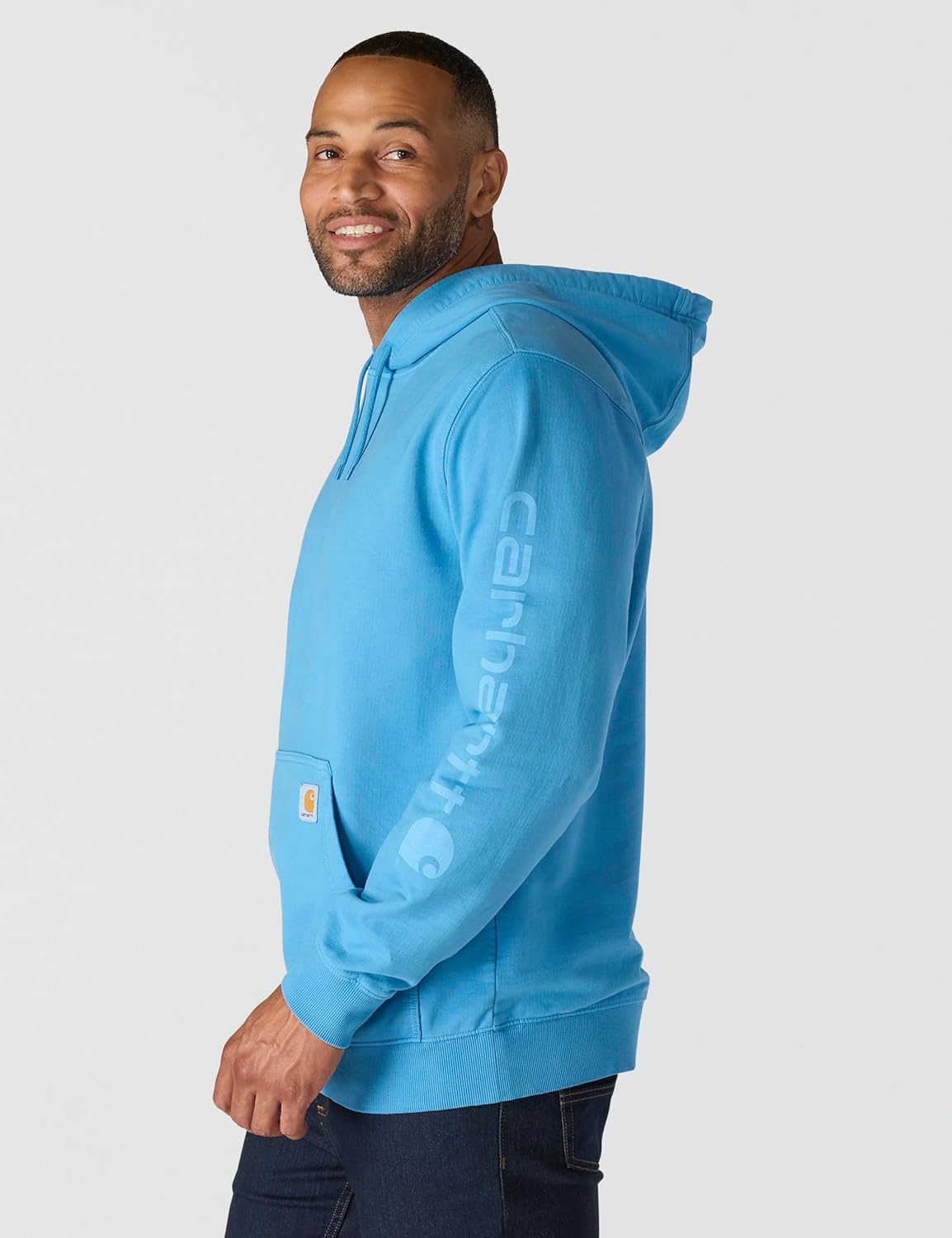 image:imageCarhartt Mens Durham Garment Dyed Logo SweatshirtHorizon Blue