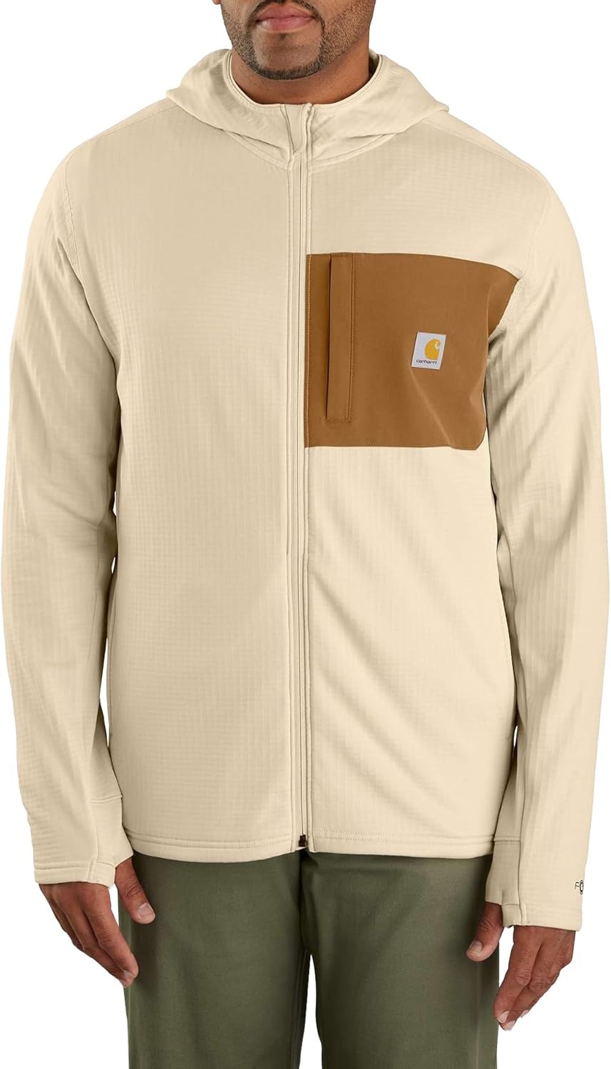 image:imageCarhartt Mens Force Relaxed Fit FullZip LongSleeve Hooded TShirtOat Milk
