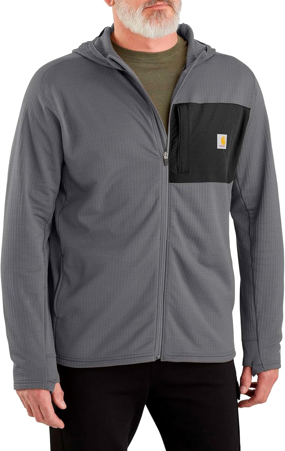 image:imageCarhartt Mens Force Relaxed Fit FullZip LongSleeve Hooded TShirtSteel