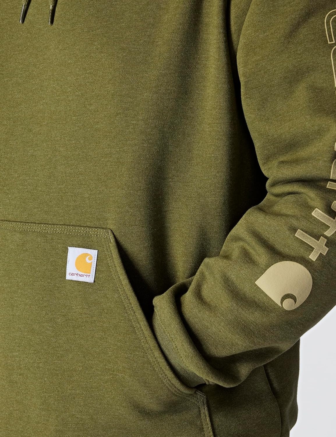 image:imageCarhartt Mens Iconic K288 Logo Sweatshirt CloseoutDark Bronzed Green Heather