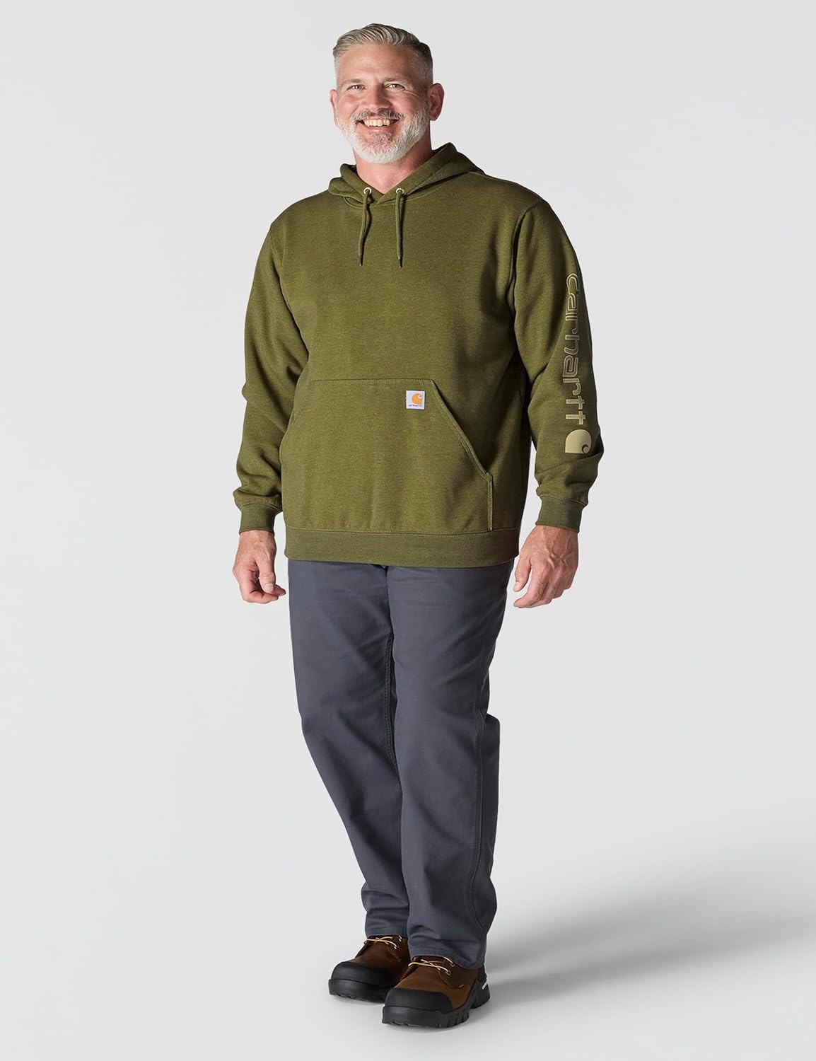 image:imageCarhartt Mens Iconic K288 Logo Sweatshirt CloseoutDark Bronzed Green Heather