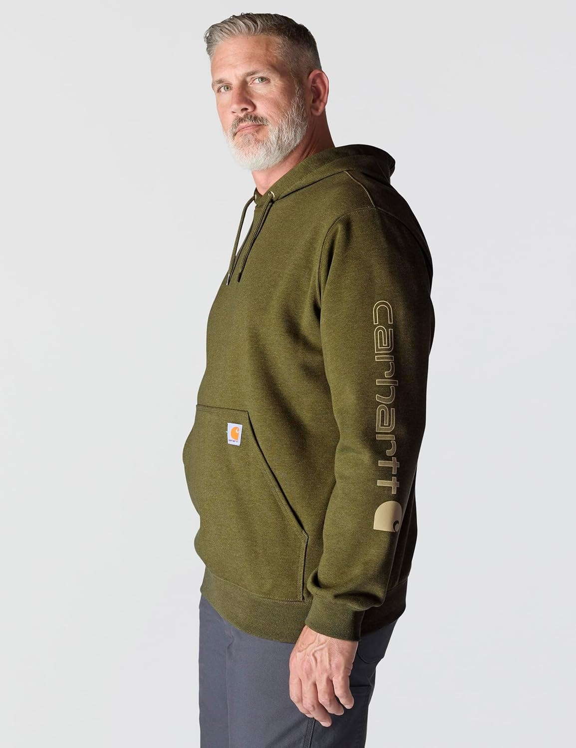 image:imageCarhartt Mens Iconic K288 Logo Sweatshirt CloseoutDark Bronzed Green Heather