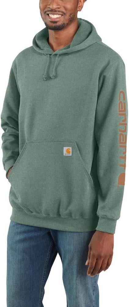image:imageCarhartt Mens Iconic K288 Logo Sweatshirt CloseoutLeaf Green Heather