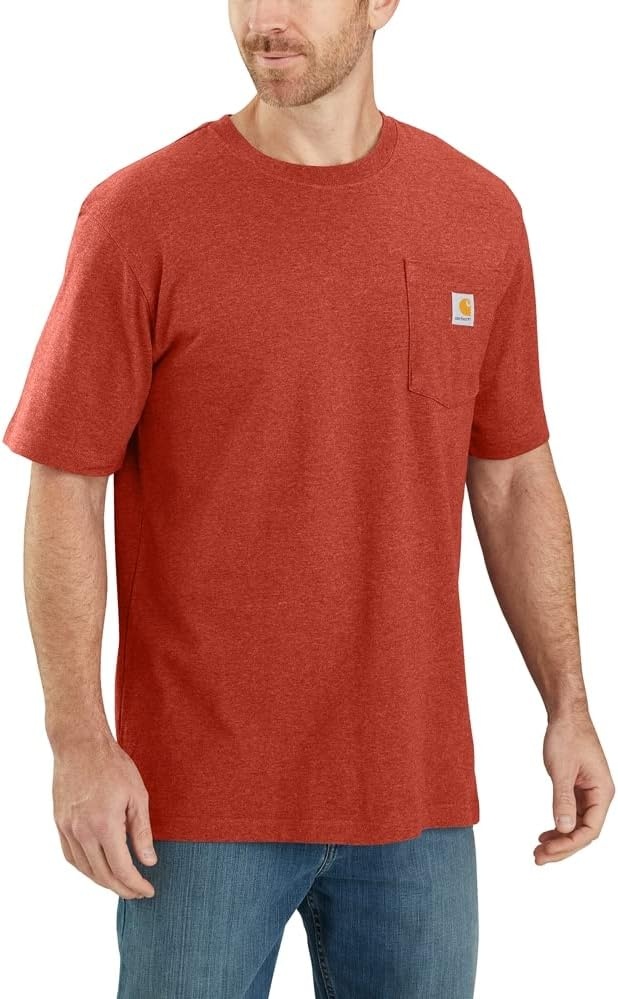 image:imageCarhartt Mens Iconic K87 Pocket TShirt CloseoutChili Pepper Heather
