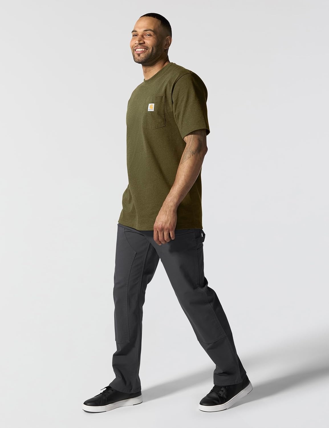 image:imageCarhartt Mens Iconic K87 Pocket TShirt CloseoutDark Bronzed Green Heather