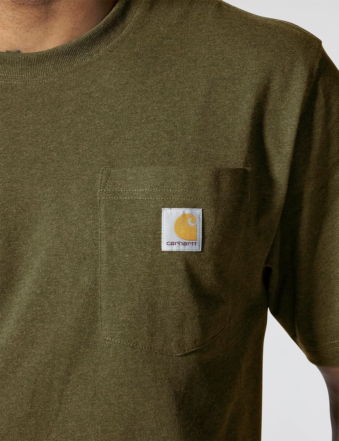 image:imageCarhartt Mens Iconic K87 Pocket TShirt CloseoutDark Bronzed Green Heather