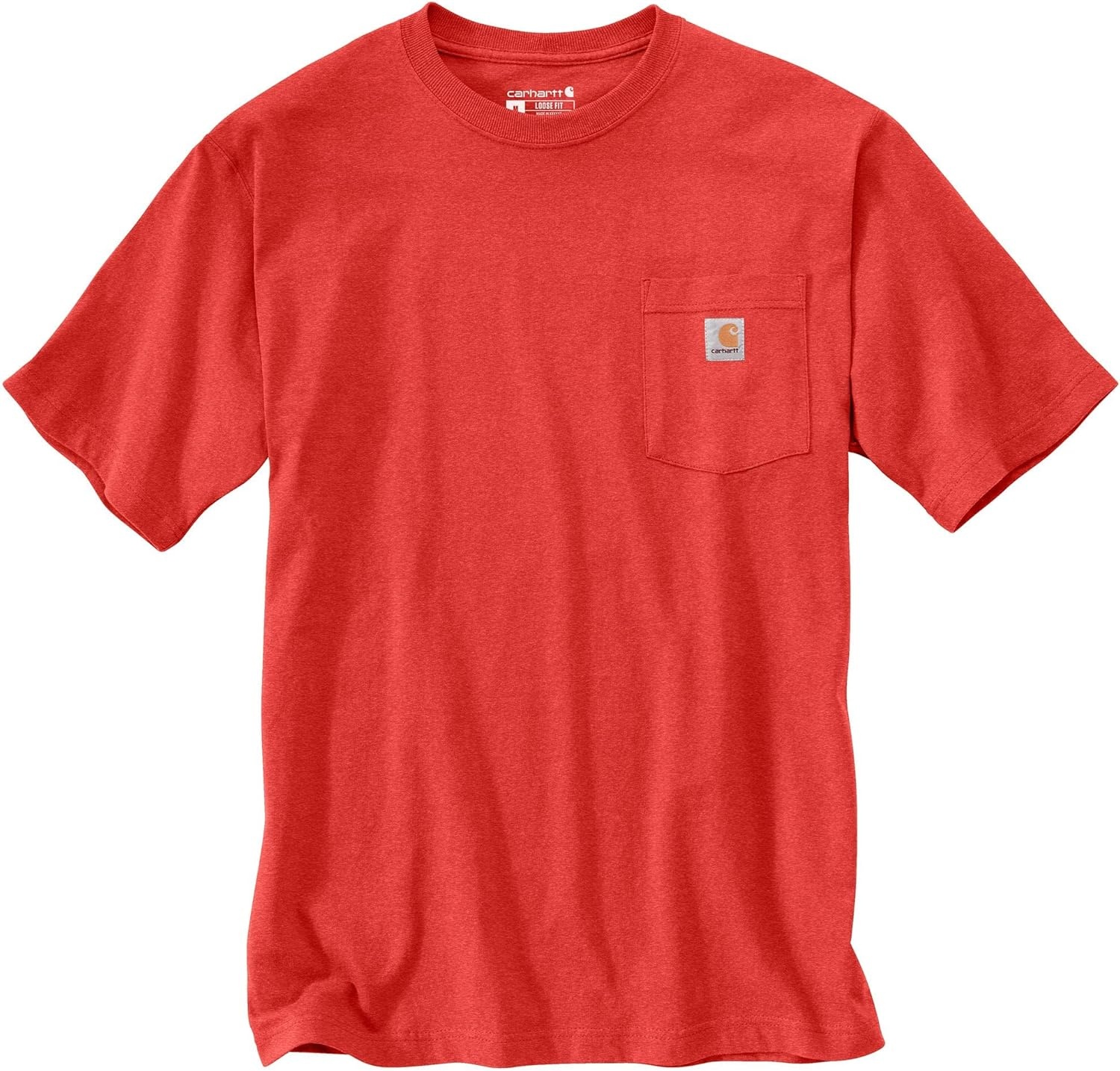 image:imageCarhartt Mens Iconic K87 Pocket TShirt CloseoutFire Red Heather