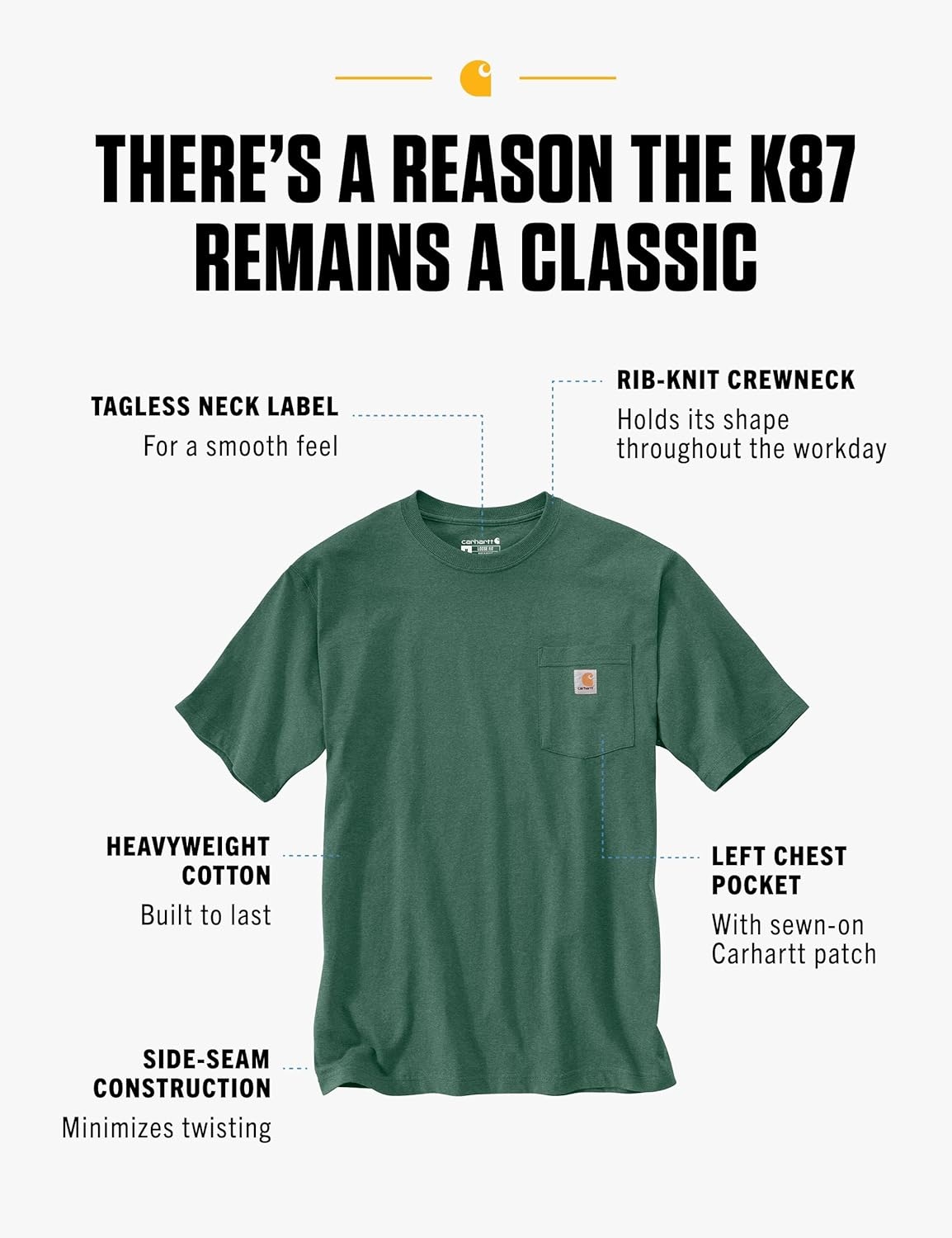 image:imageCarhartt Mens Iconic K87 Pocket TShirt CloseoutFrosted Balsam Heather