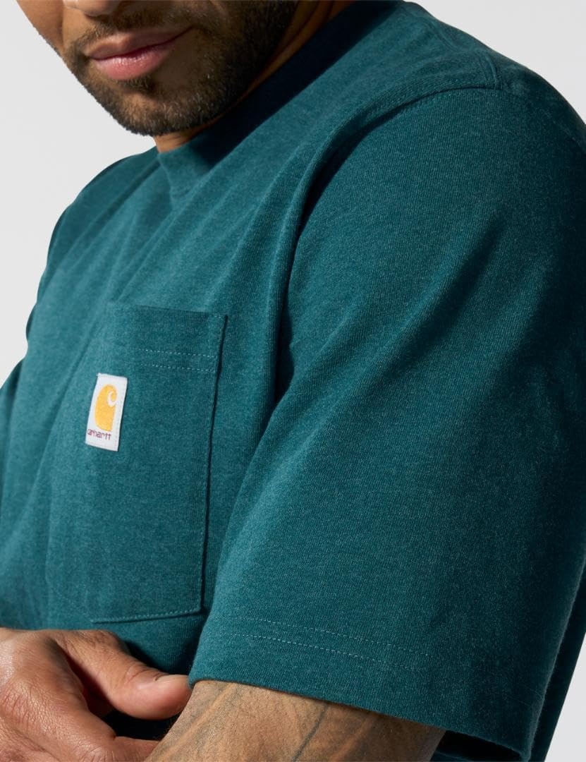 image:imageCarhartt Mens Iconic K87 Pocket TShirt CloseoutGreenstone Heather