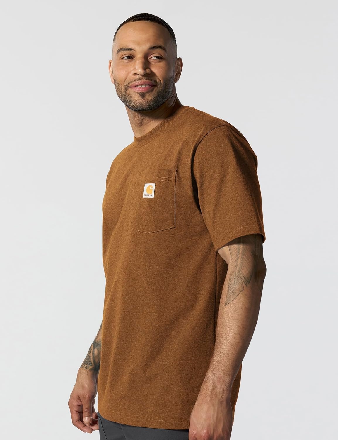 image:imageCarhartt Mens Iconic K87 Pocket TShirt CloseoutOiled Walnut Heather