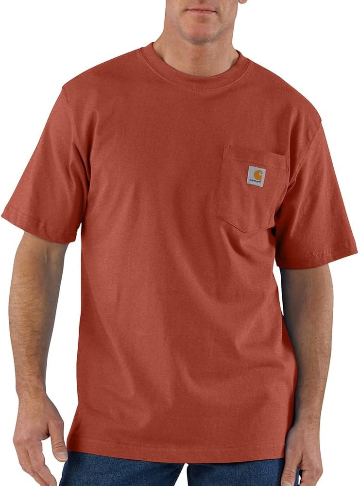 image:imageCarhartt Mens Iconic K87 Pocket TShirt CloseoutSaddle Red Heather