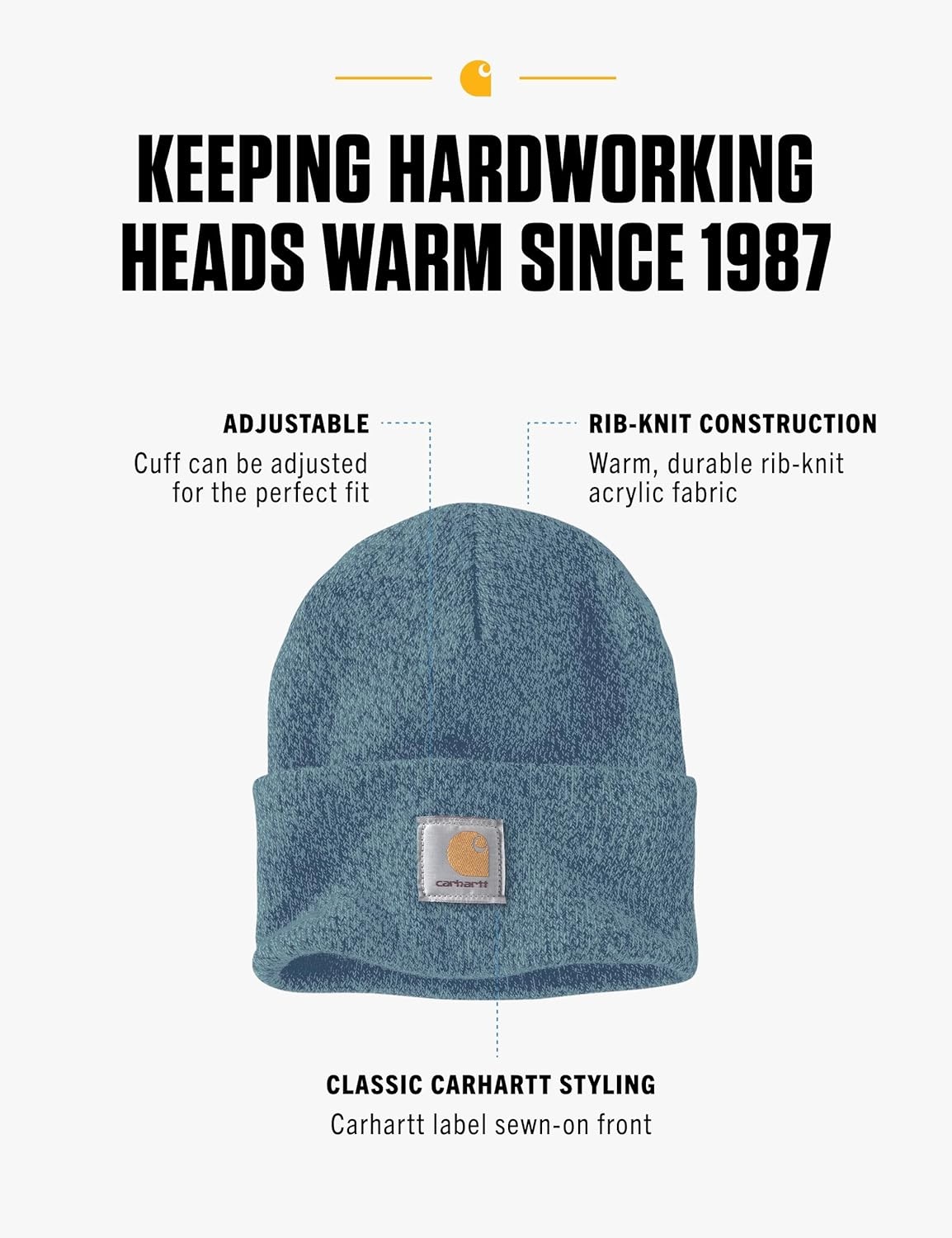 image:imageCarhartt Mens Knit Cuffed Beanie CloseoutDeep OceanSummer Maral
