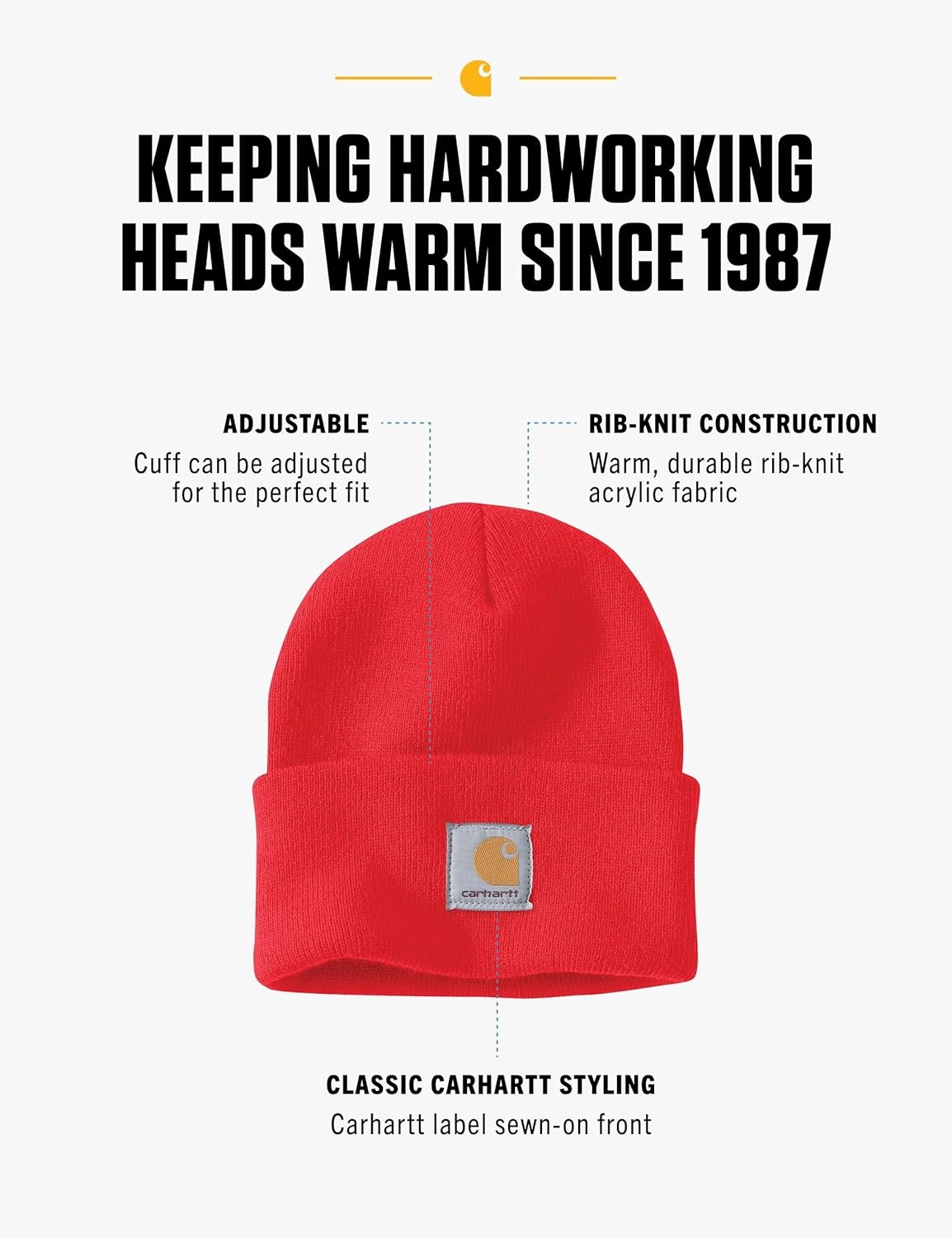 image:imageCarhartt Mens Knit Cuffed Beanie CloseoutFire Red