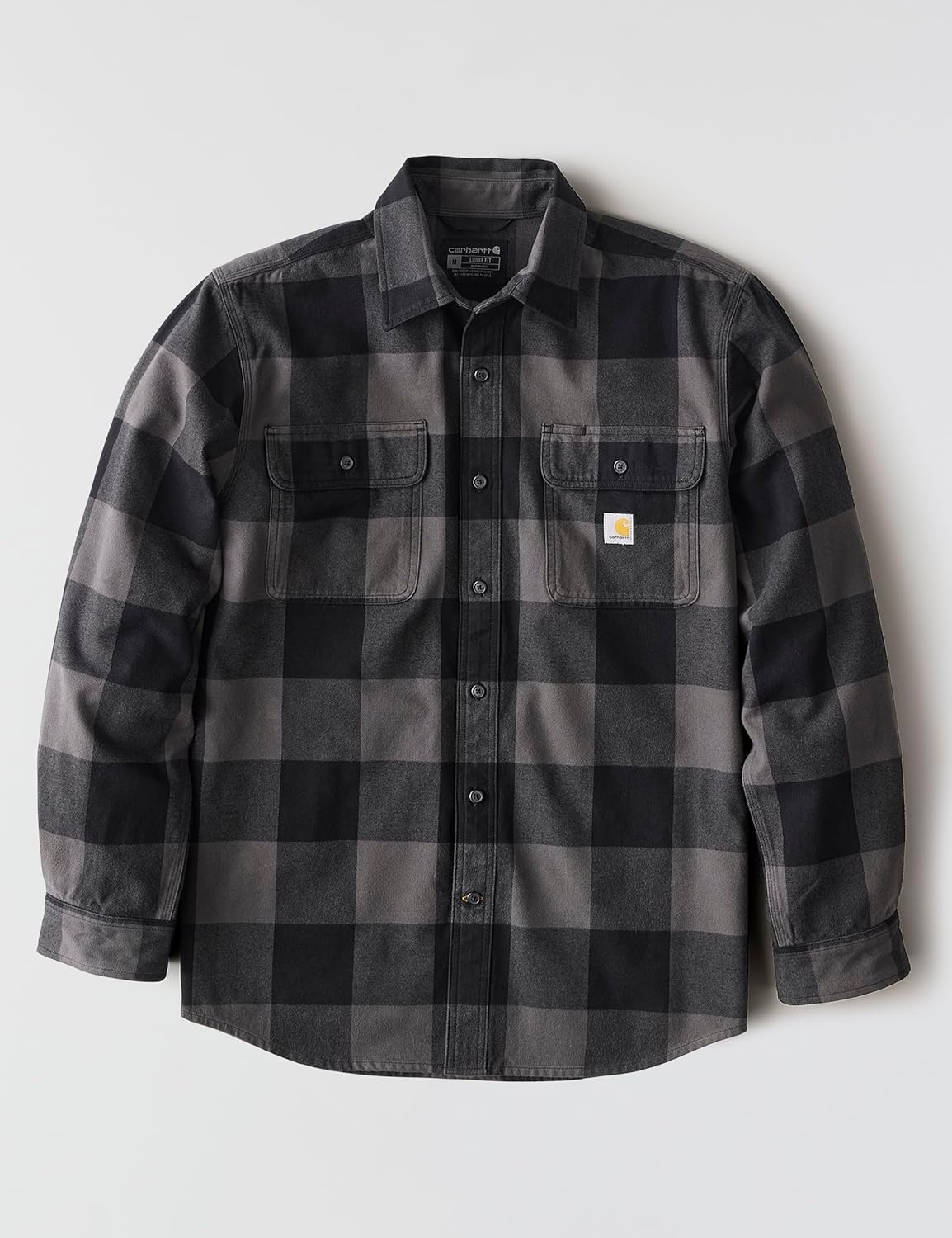 image:imageCarhartt Mens Loose Fit Heavyweight Flannel LongSleeve Plaid ShirtGravel