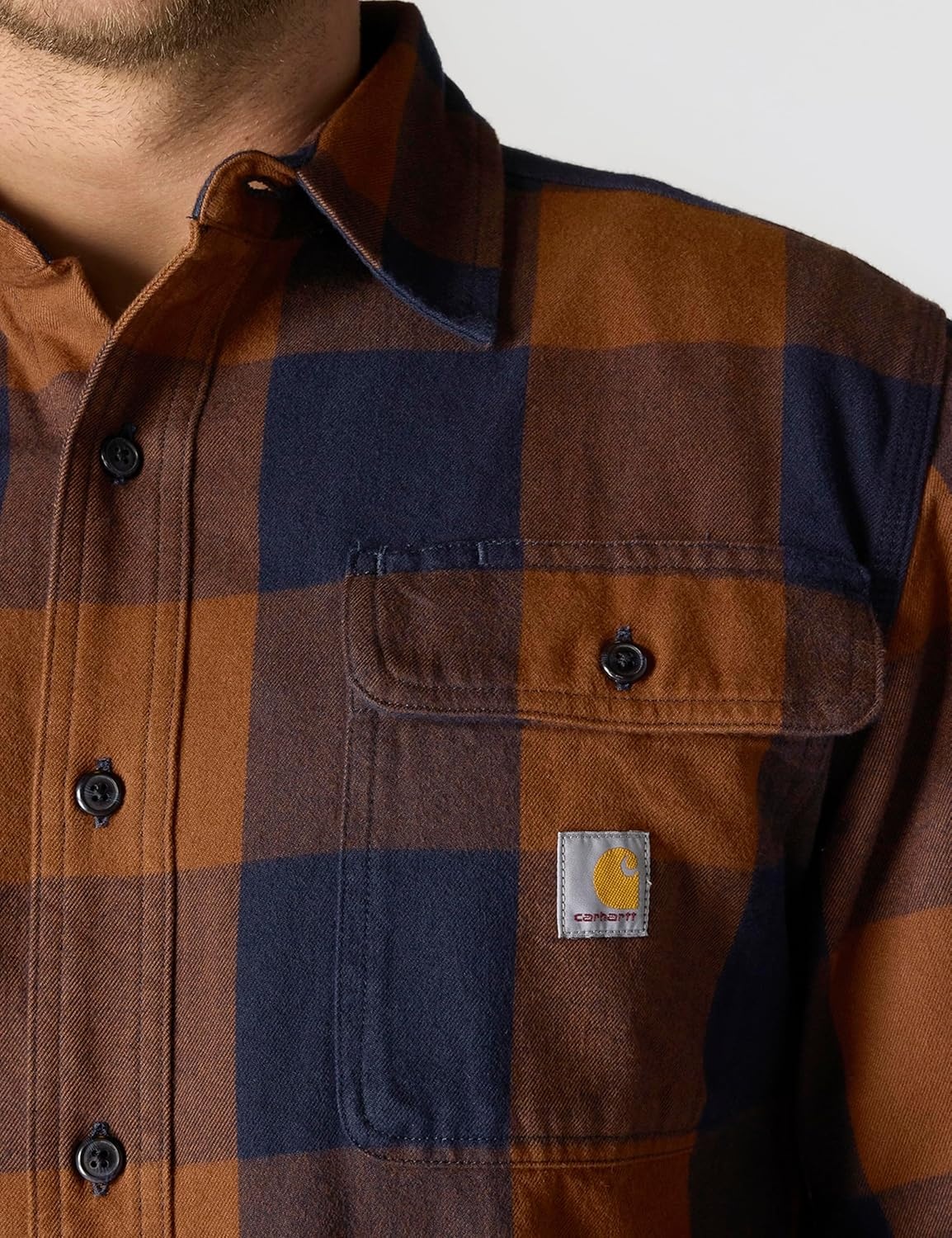 image:imageCarhartt Mens Loose Fit Heavyweight Flannel LongSleeve Plaid ShirtRed Duck
