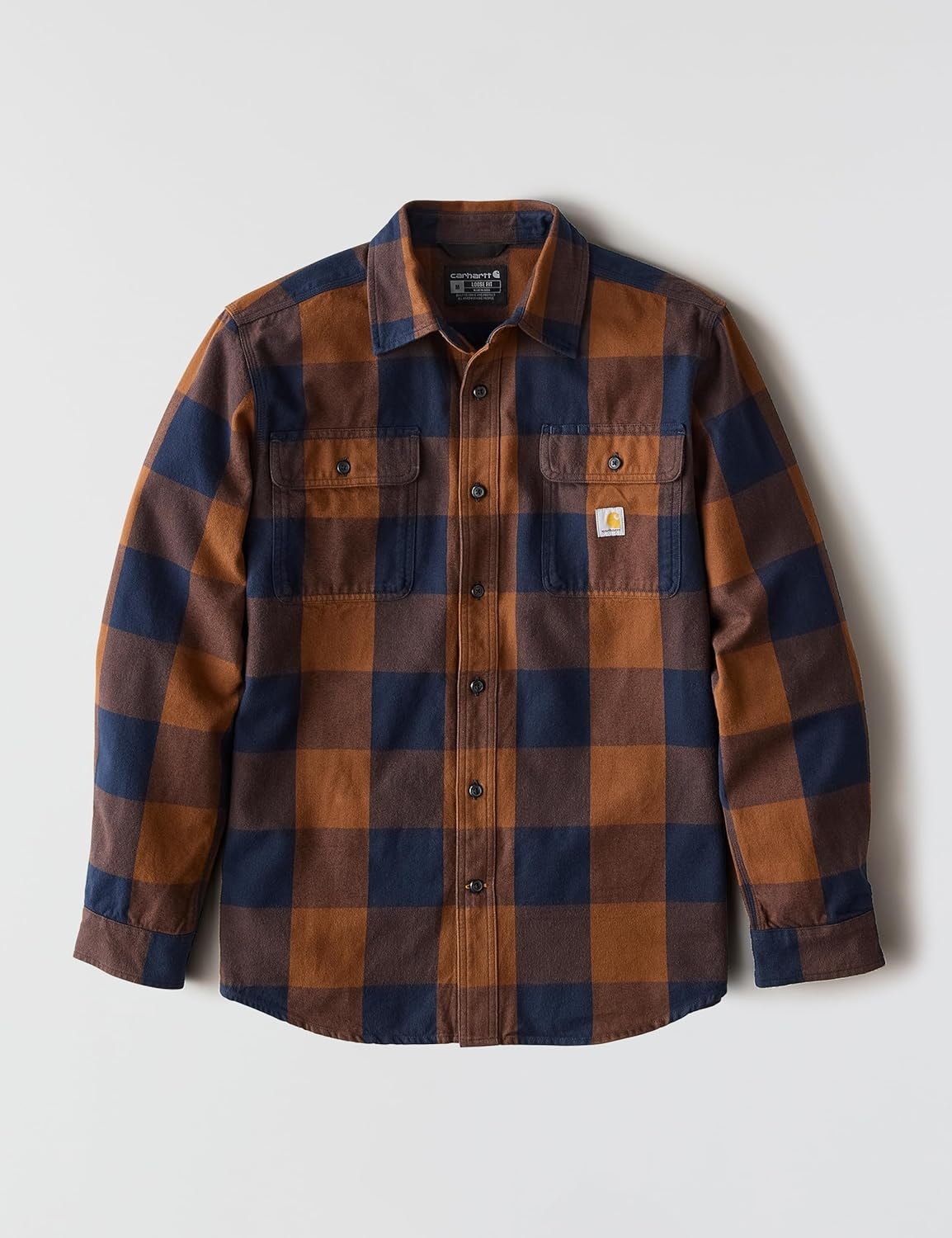 image:imageCarhartt Mens Loose Fit Heavyweight Flannel LongSleeve Plaid ShirtRed Duck