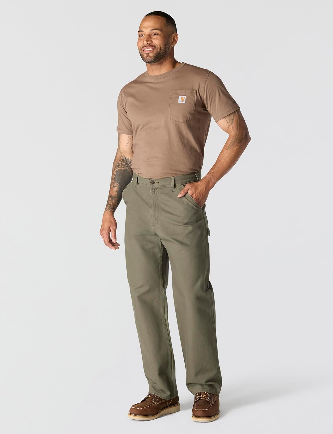 image:imageCarhartt Mens Loose Fit Washed Duck Utility Work PantMoss