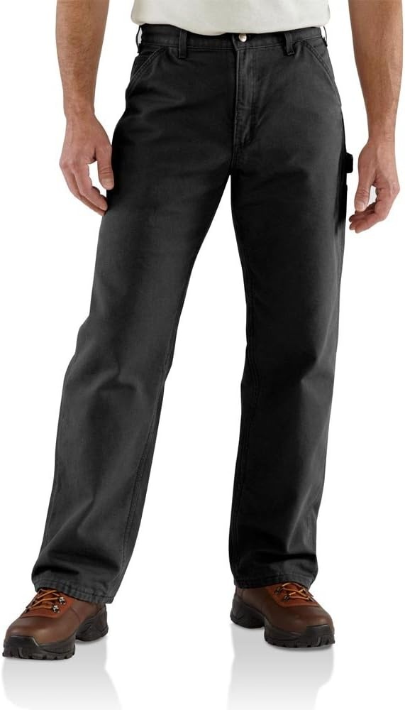 image:imageCarhartt Mens Loose Straight Washed Duck Lined DungareeBlack