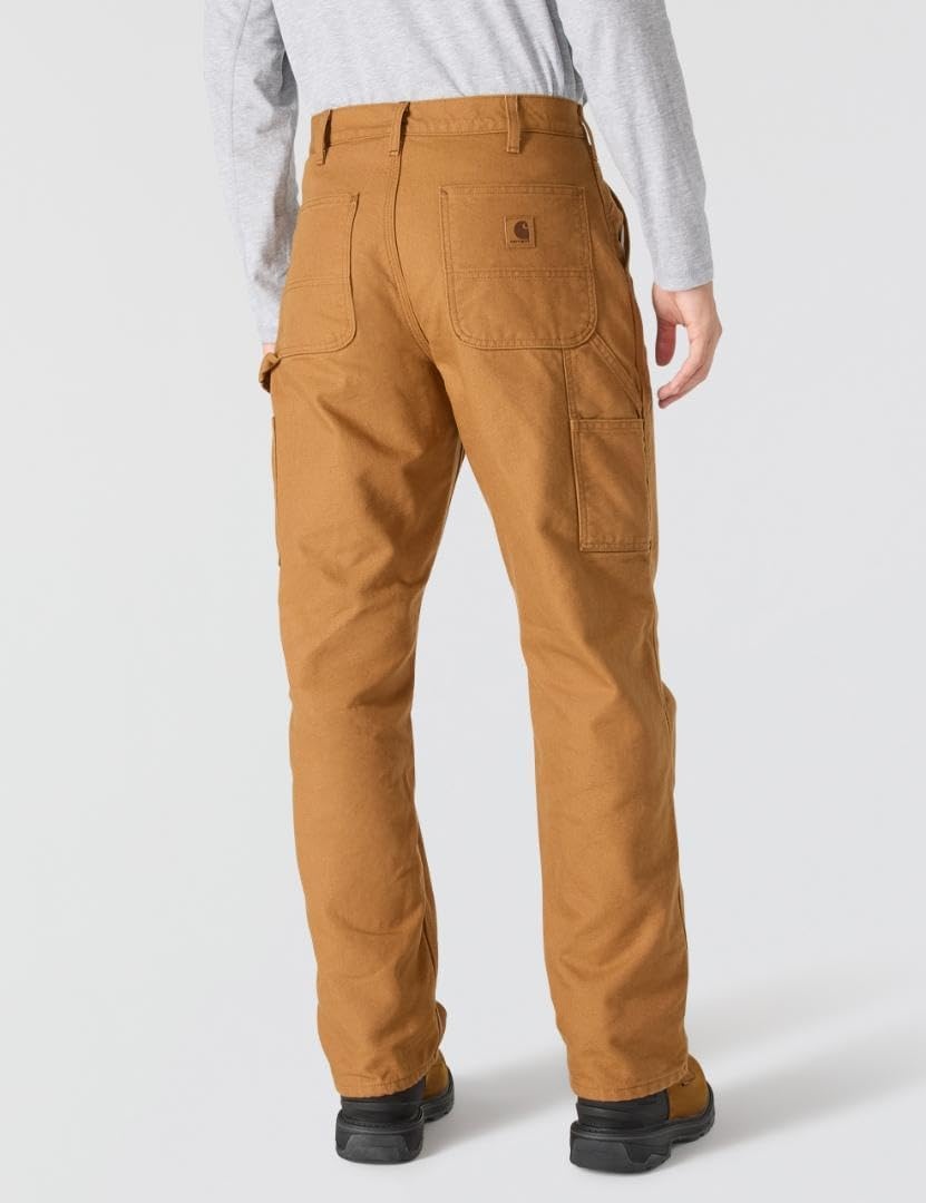 image:imageCarhartt Mens Loose Straight Washed Duck Lined DungareeCarhartt Brown