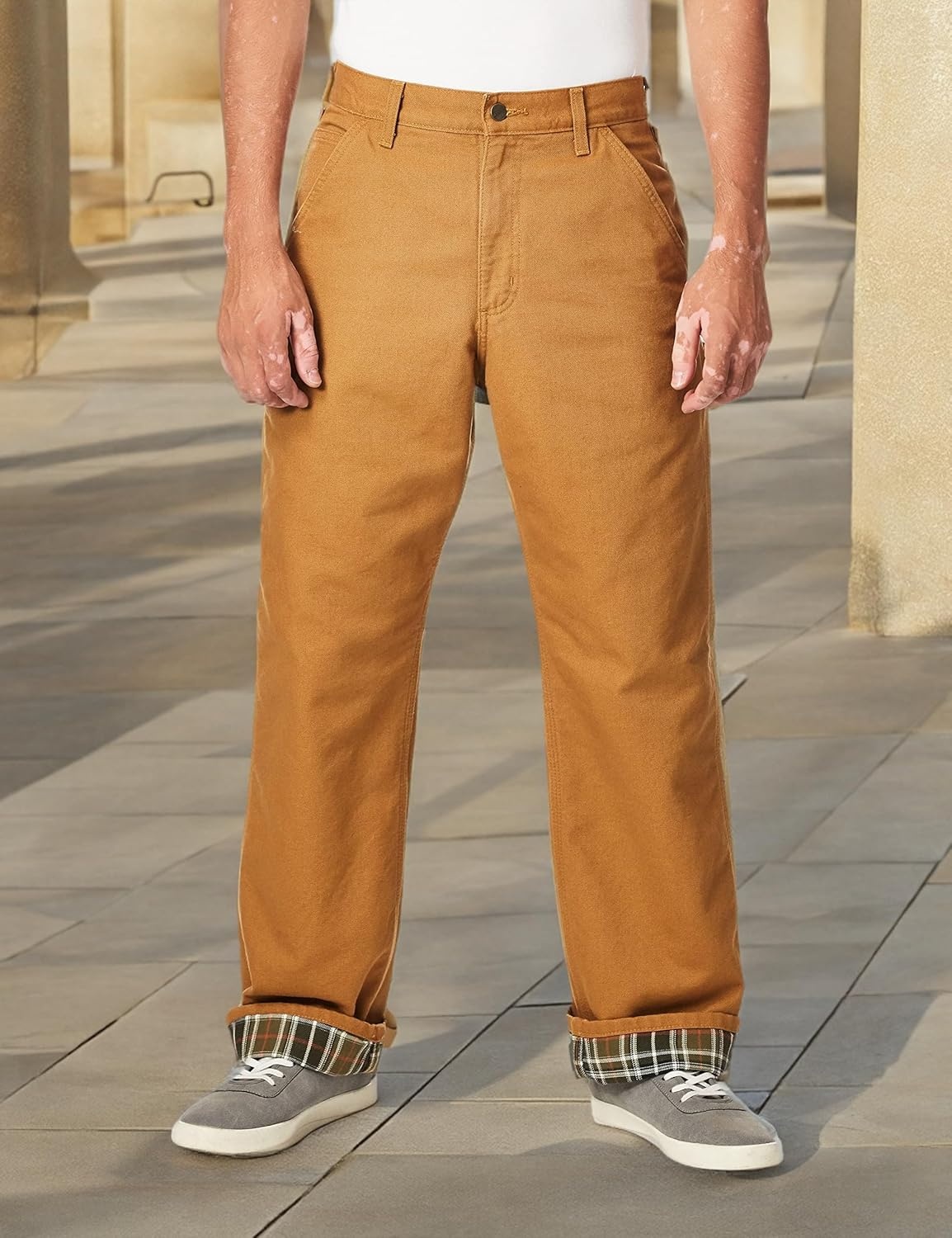 image:imageCarhartt Mens Loose Straight Washed Duck Lined DungareeCarhartt Brown