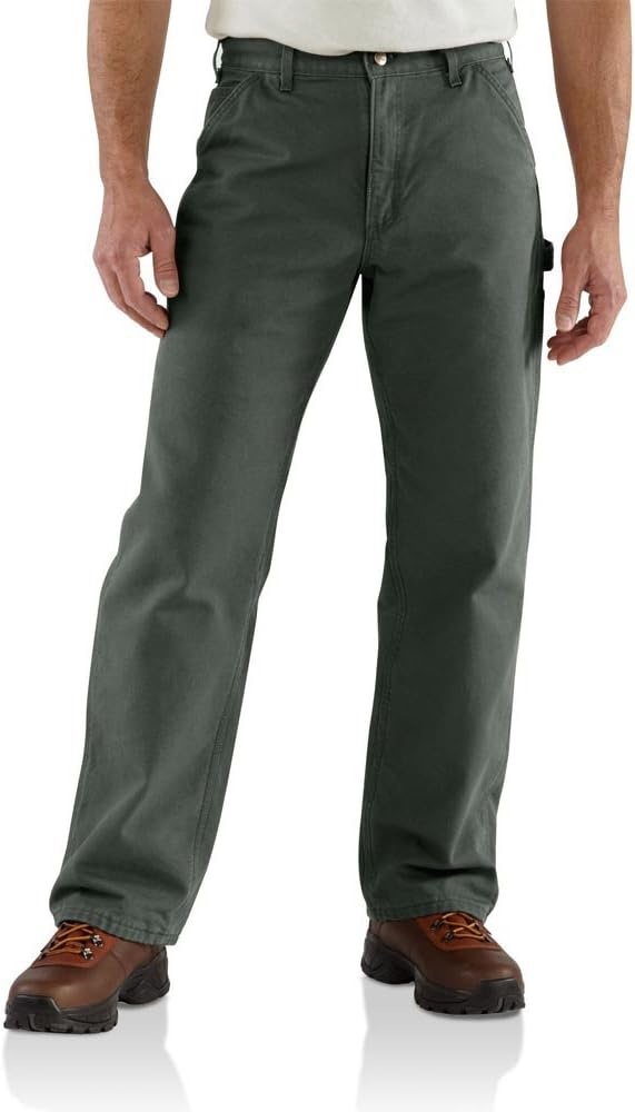 image:imageCarhartt Mens Loose Straight Washed Duck Lined DungareeMoss