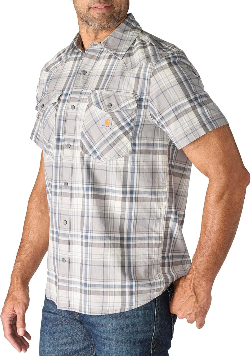 image:imageCarhartt Mens Montana Bozeman Relaxed Ss Plaid ShirtCarhartt Gray