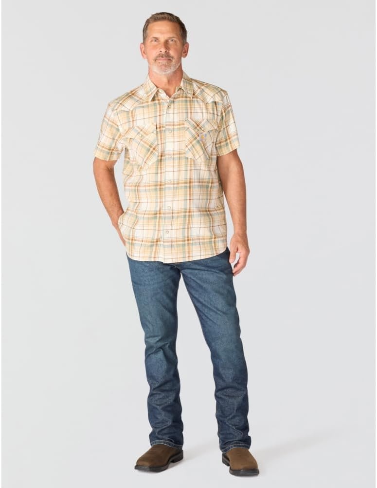 image:imageCarhartt Mens Montana Bozeman Relaxed Ss Plaid ShirtEggshell
