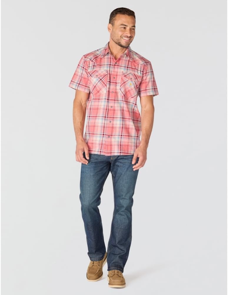 image:imageCarhartt Mens Montana Bozeman Relaxed Ss Plaid ShirtLight Amber