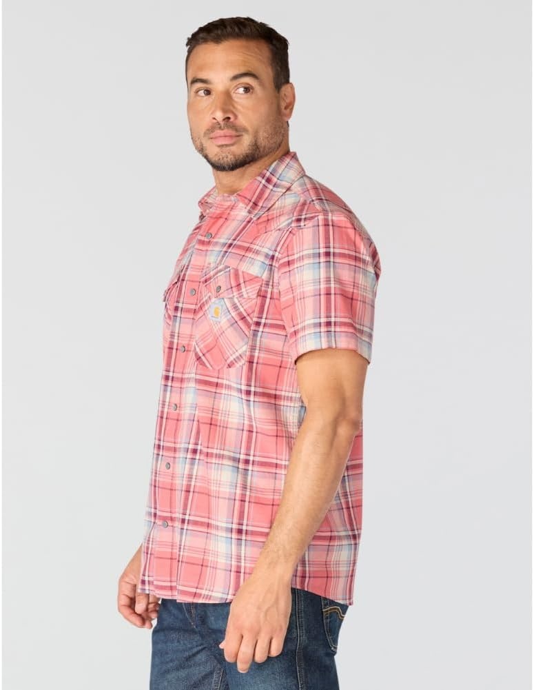 image:imageCarhartt Mens Montana Bozeman Relaxed Ss Plaid ShirtLight Amber