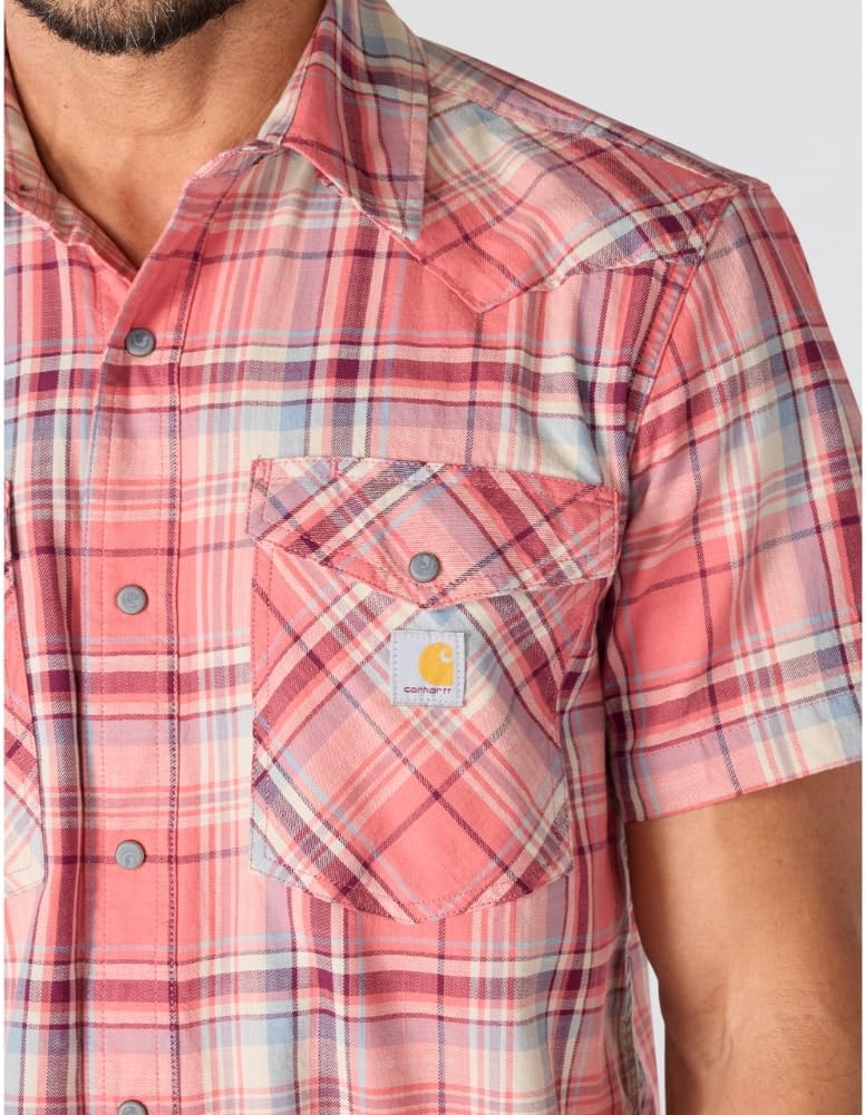 image:imageCarhartt Mens Montana Bozeman Relaxed Ss Plaid ShirtLight Amber
