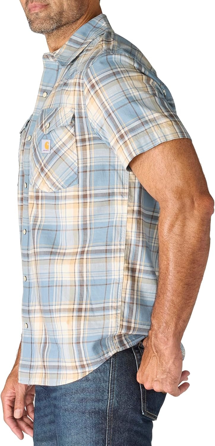 image:imageCarhartt Mens Montana Bozeman Relaxed Ss Plaid ShirtRolling Thunder