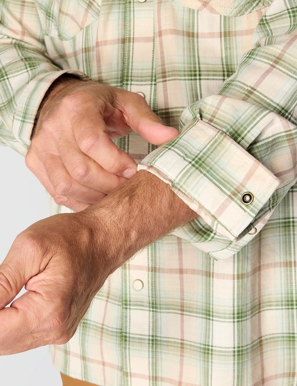 image:imageCarhartt Mens Montana Rugged Flex Relaxed Fit Lightweight LongSleeve SnapFront Plaid ShirtOat Milk