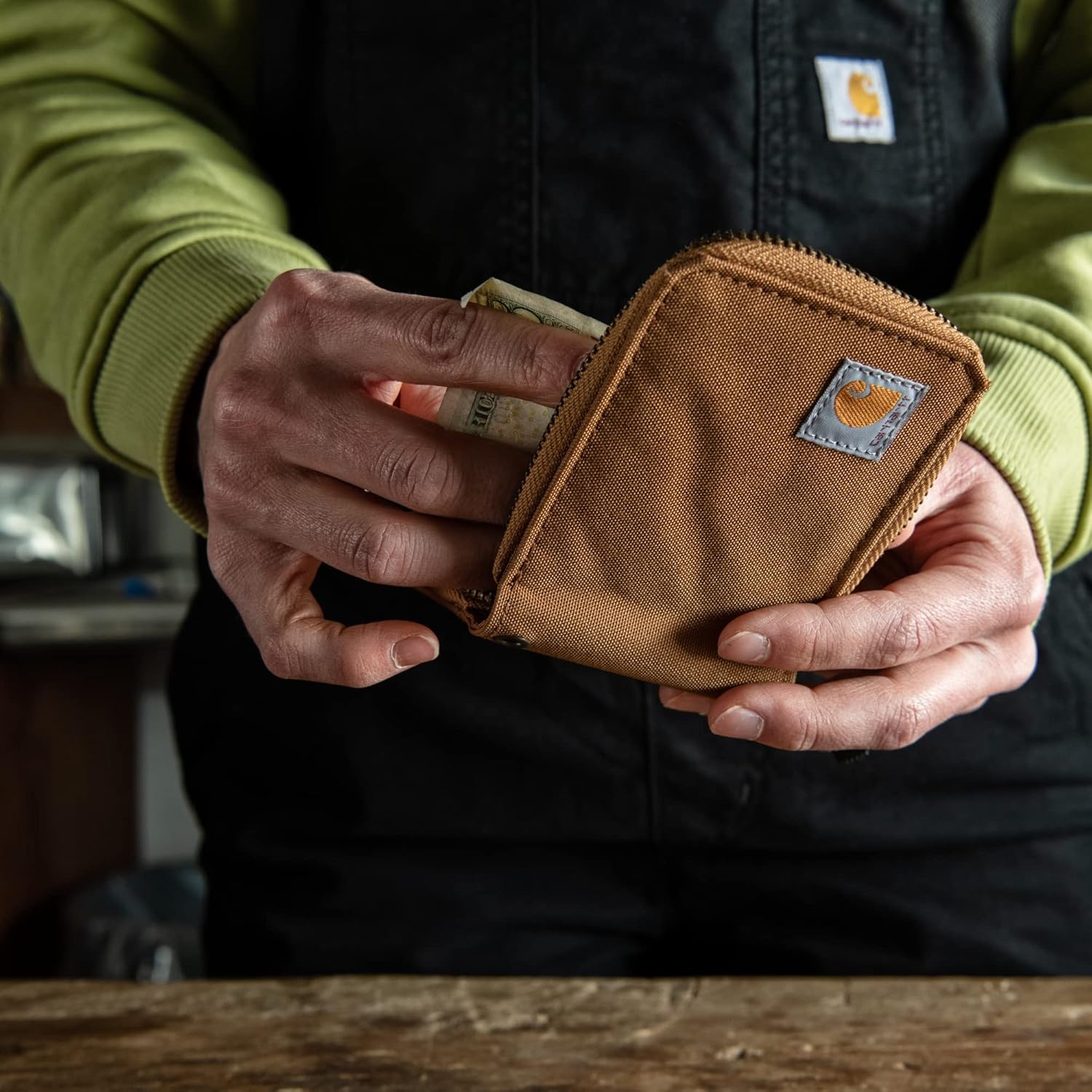 image:imageCarhartt Mens Nylon Duck Zipper Wallet BlackCarhartt Brown