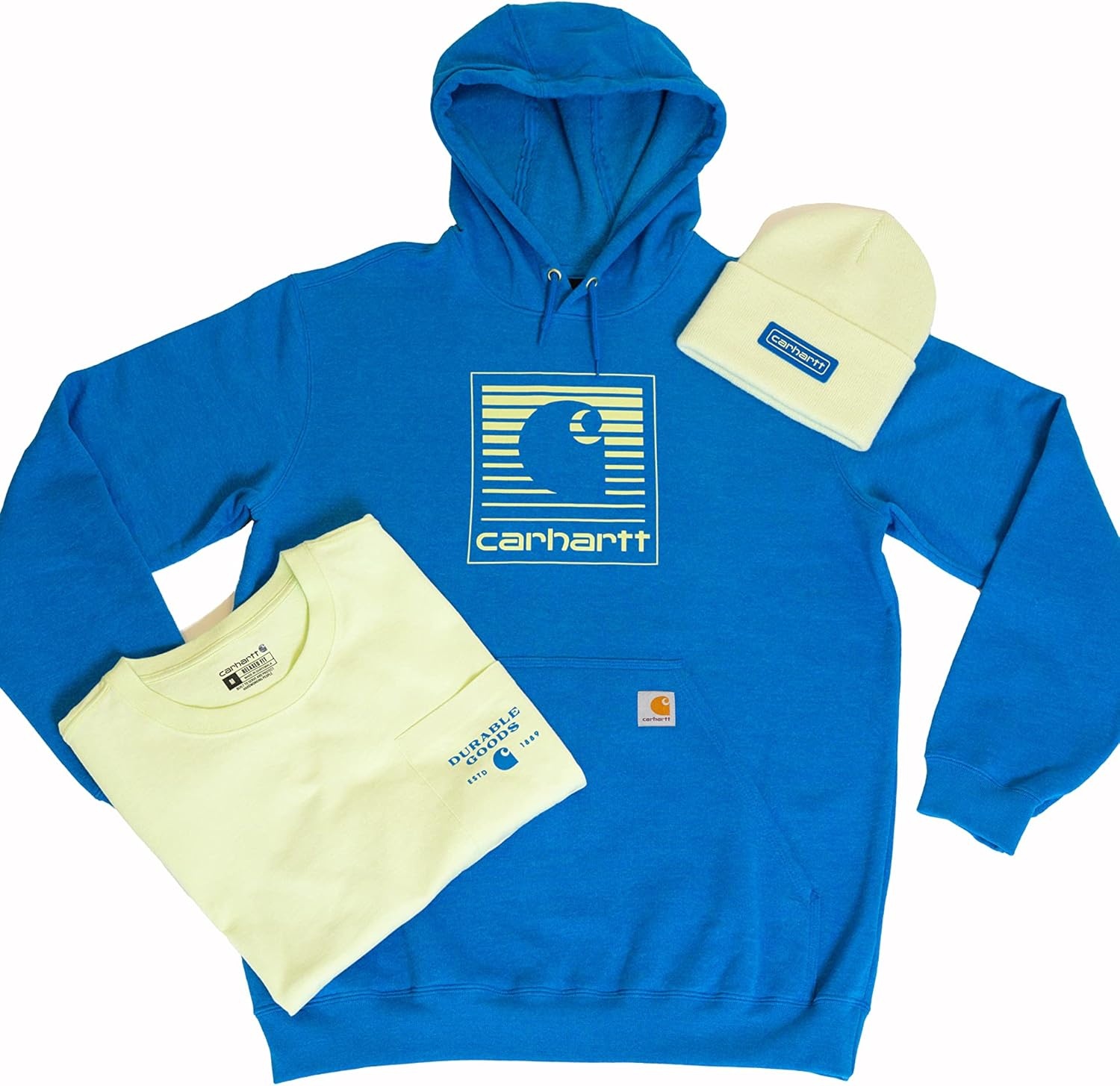 image:imageCarhartt Mens Relaxed Fit Heavyweight ShortSleeve Pocket Logo Graphic TShirtHint of Lime