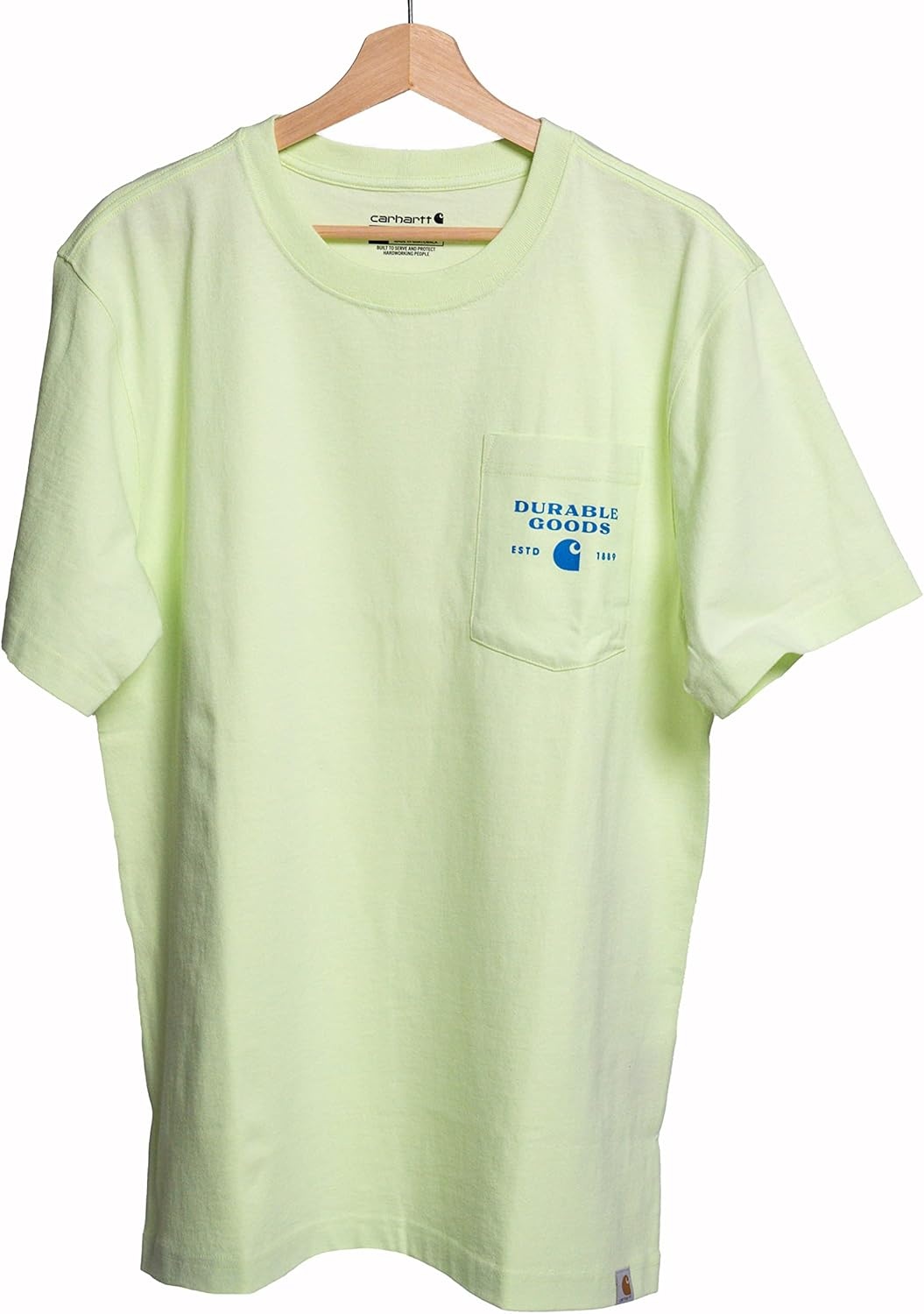 image:imageCarhartt Mens Relaxed Fit Heavyweight ShortSleeve Pocket Logo Graphic TShirtHint of Lime