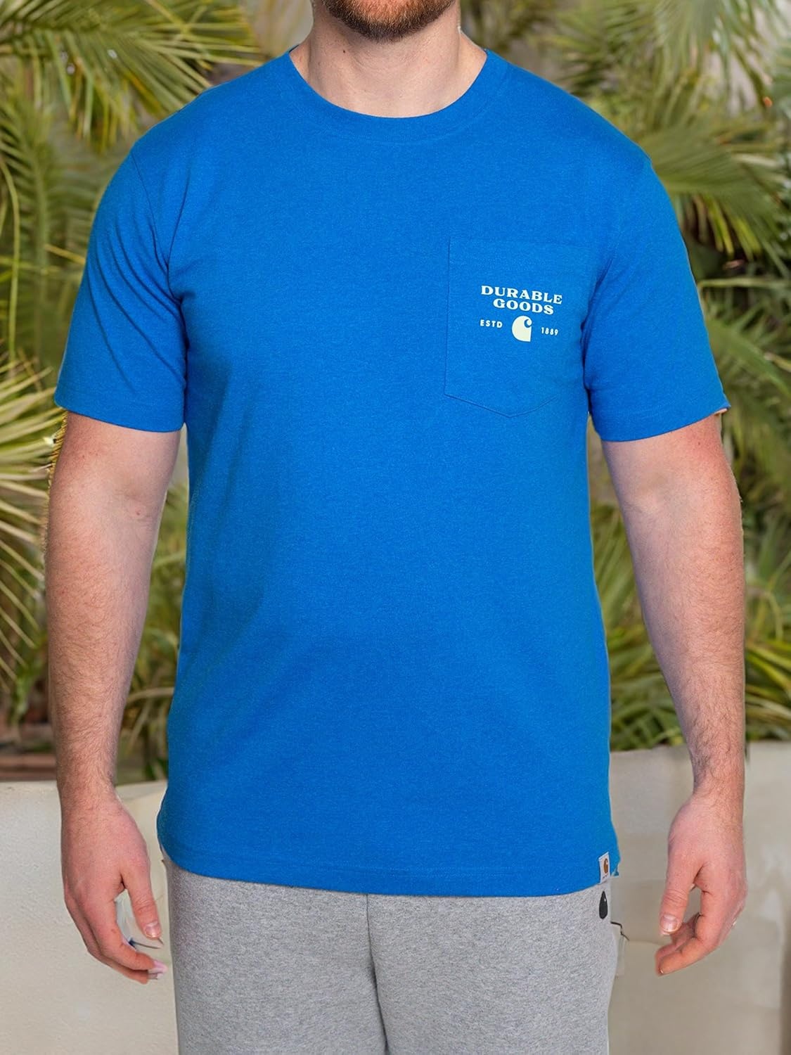 image:imageCarhartt Mens Relaxed Fit Heavyweight ShortSleeve Pocket Logo Graphic TShirtMarine Blue Heather
