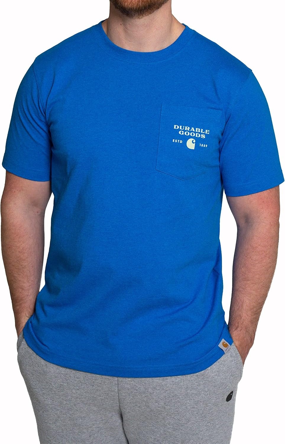 image:imageCarhartt Mens Relaxed Fit Heavyweight ShortSleeve Pocket Logo Graphic TShirtMarine Blue Heather