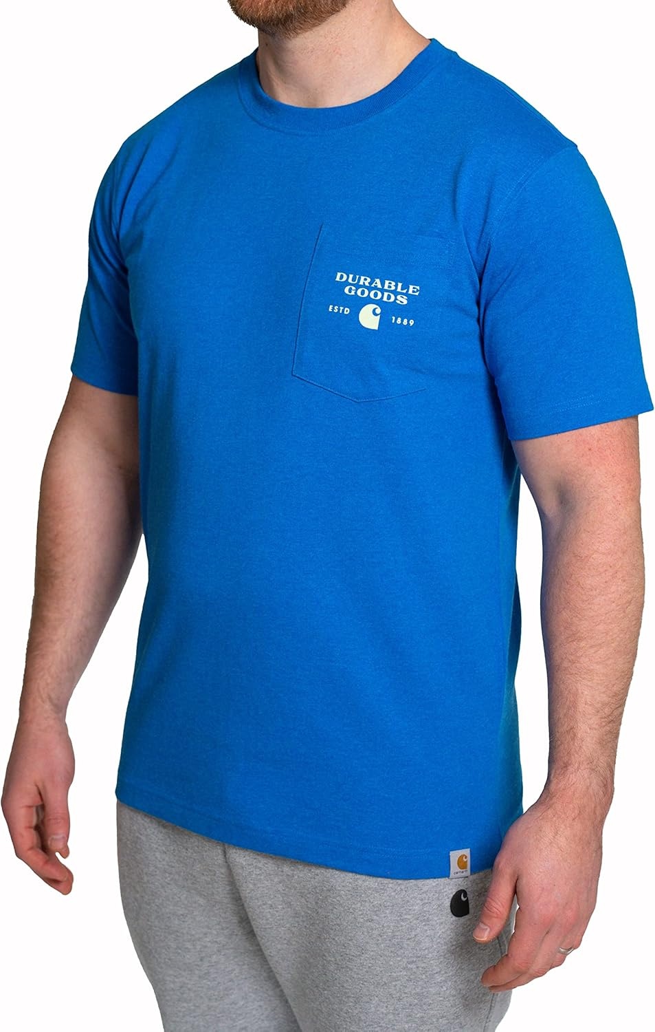 image:imageCarhartt Mens Relaxed Fit Heavyweight ShortSleeve Pocket Logo Graphic TShirtMarine Blue Heather