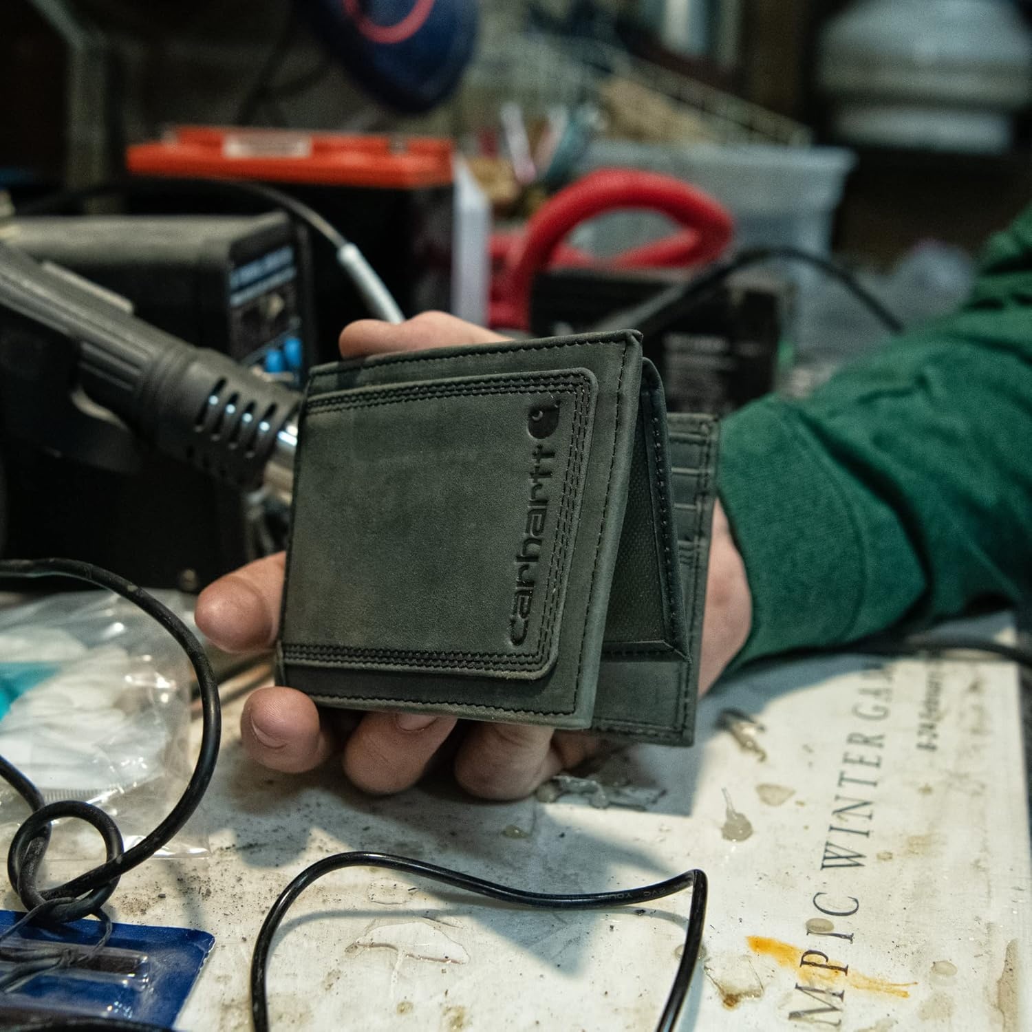 image:imageCarhartt Mens Rugged Leather Triple Stitch Wallets Available in Multiple Styles Brown TrifoldBlack Passcase