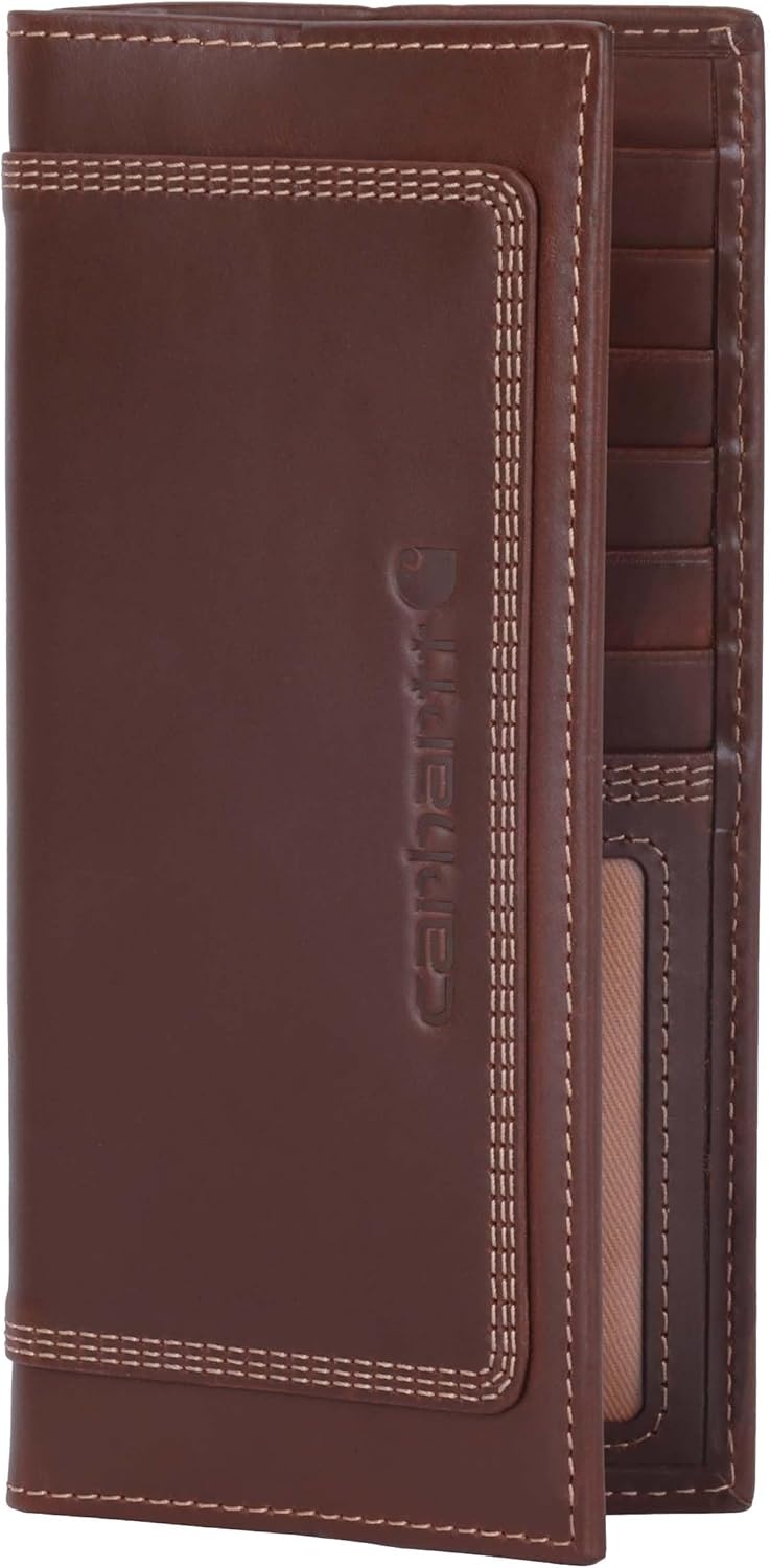 image:imageCarhartt Mens Rugged Leather Triple Stitch Wallets Available in Multiple Styles Brown TrifoldBrown Rodeo