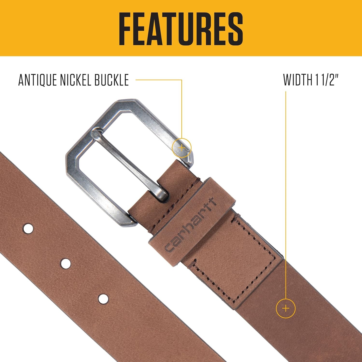 image:imageCarhartt Mens Saddle Leather BeltCarhartt Brown