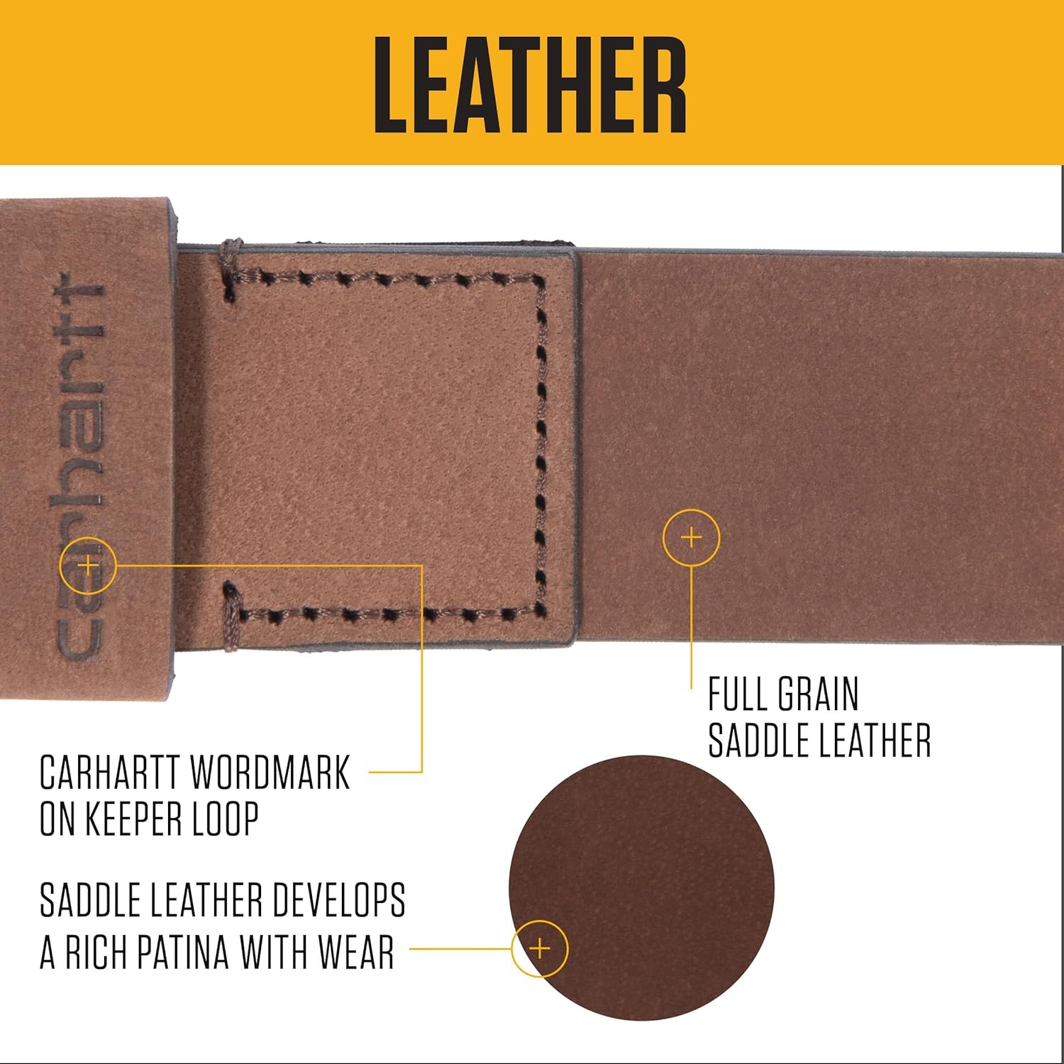 image:imageCarhartt Mens Saddle Leather BeltSaddle Leather Black