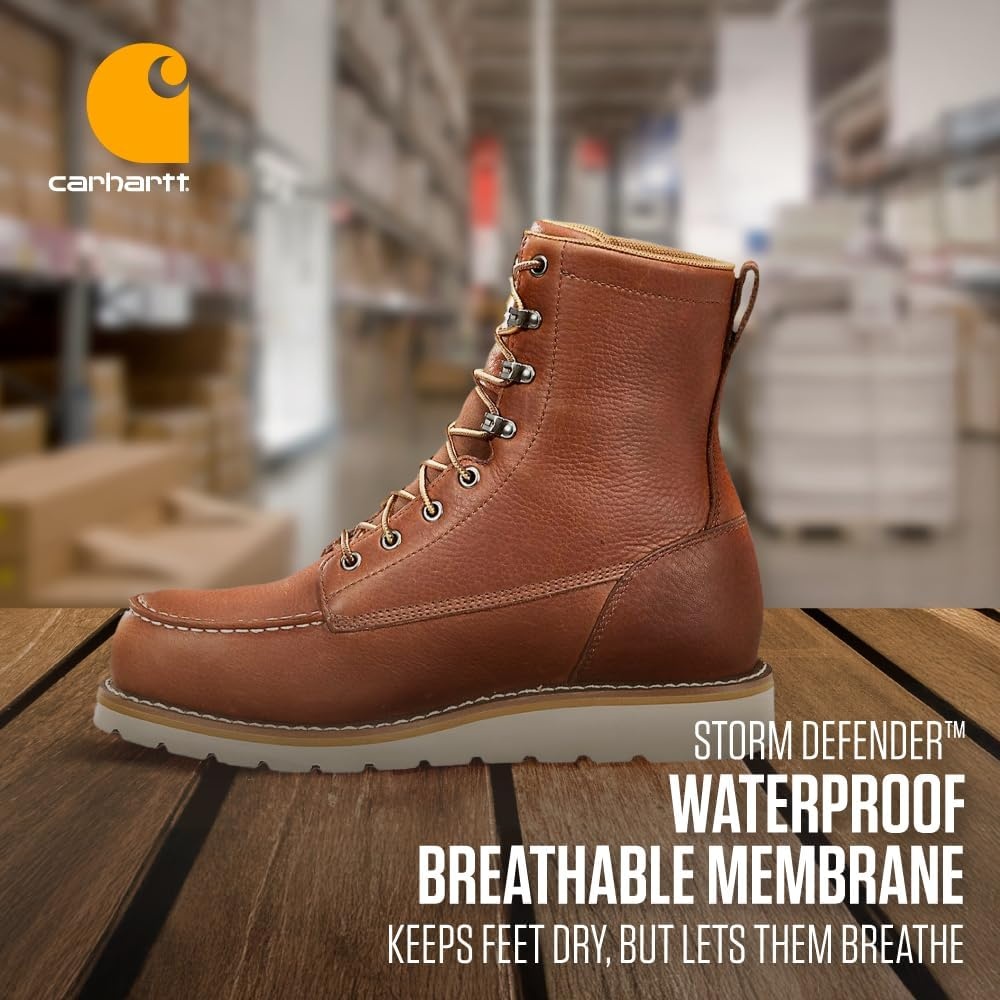 image:imageCarhartt Mens Waterproof 8 Moc Steel Toe Construction Wedge Work BootRedBrown